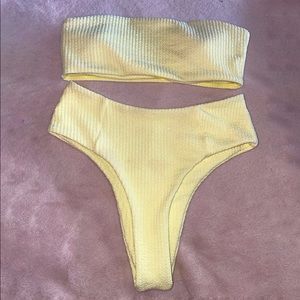 SHEIN Textured High Wasted Yellow Bikini in size Medium
